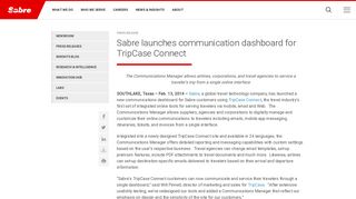 Sabre launches communication dashboard for TripCase Connect ...