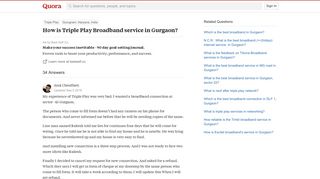 How is Triple Play Broadband service in Gurgaon? - Quora