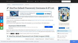HooToo Default Password, Login & IP List (updated August 2018 ...