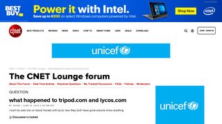 what happened to tripod.com and lycos.com - Forums - CNET