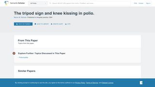 The tripod sign and knee kissing in polio. - Semantic Scholar