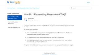 How Do I Request My Username (CDX)? – Intermedix TripTix