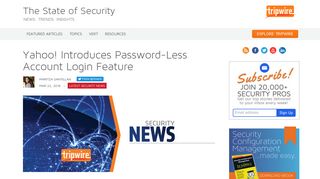 Yahoo! Introduces Password-Less Account Login Feature - Tripwire