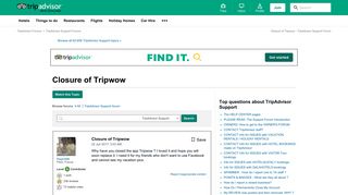 Closure of Tripwow - TripAdvisor Support Forum