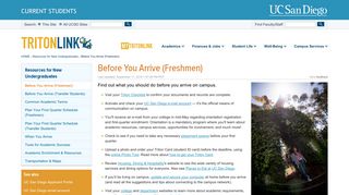 Before You Arrive (Freshmen) - Tritonlink