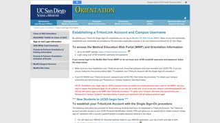 Sign-on and Login Information - Orientation, School of Medicine, UCSD