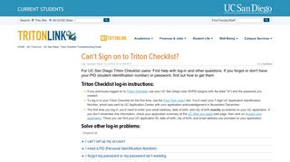 Can't Sign on to Triton Checklist? - TritonLink