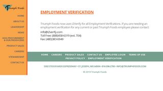 employment verification - Triumph Foods