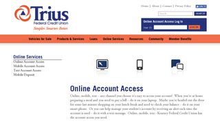 Trius Federal Credit Union > Online Services > Account Access