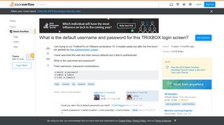 What is the default username and password for this TRIXBOX login ...