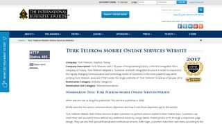 Turk Telekom Mobile Online Services Website | Stevie Awards