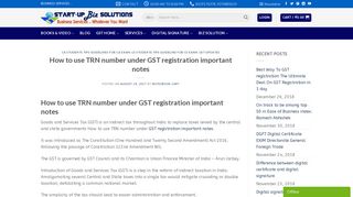 How to use TRN number under GST registration important notes