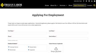 Applying for Employment Online | Trojan Labor of Tennessee