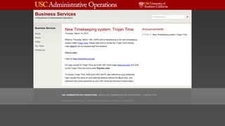 New Timekeeping system: Trojan Time | USC Administrative Operations