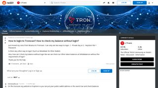 How to login to Tronscan? How to check my balance without login ...