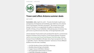 Troon card offers Arizona summer deals - Morning Read