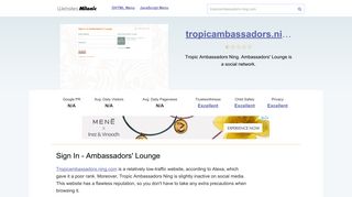Tropicambassadors.ning.com website. Sign In - Ambassadors' Lounge.