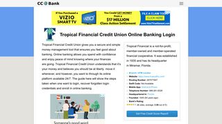 Tropical Financial Credit Union Online Banking Login - CC Bank