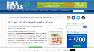 FREE $5 Credit with Tropical Smoothie Cafe App - Hustler Money Blog