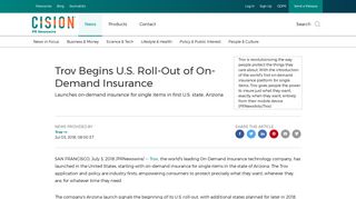 Trov Begins U.S. Roll-Out of On-Demand Insurance - PR Newswire
