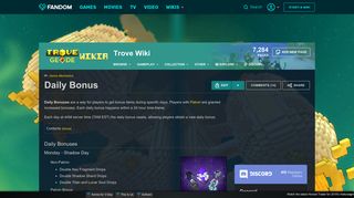 Daily Bonus | Trove Wiki | FANDOM powered by Wikia