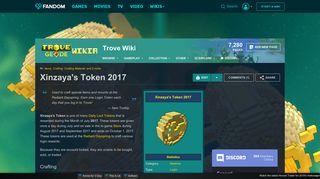 Xinzaya's Token 2017 | Trove Wiki | FANDOM powered by Wikia