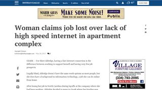 Woman claims job lost over lack of high speed internet in apartment ...