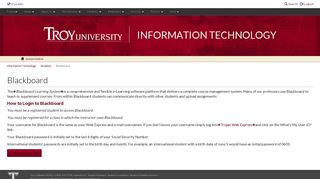 TROY - Information Technology - Students - Blackboard