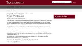 Service - Trojan Web Express - Troy University Helpdesk
