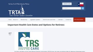 Important Health Care Dates and Options for Retirees – Texas Retired ...