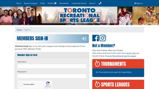 Member Sign-in - Toronto Recreational Sports League Co-ed ...