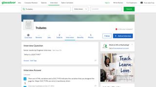 Trubates Interview Question: What is a DOCTYPE?... | Glassdoor