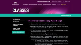 True Fitness Class Booking Rules & FAQs