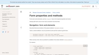 Form properties and methods - The Modern Javascript Tutorial