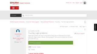 Solved: McAfee Support Community - True Key Login problems ...