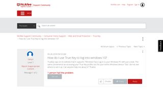 How do I use True Key to log into windows 10? - McAfee Community