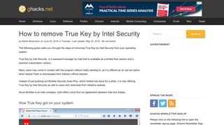 How to remove True Key by Intel Security - gHacks Tech News