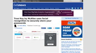 True Key by McAfee uses facial recognition to securely store your ...