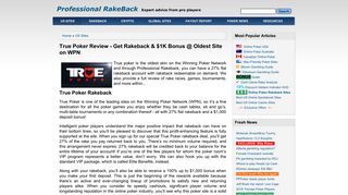 True Poker Review - Get Rakeback & $1K Bonus @ Oldest Site on WPN