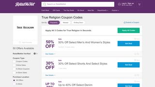10% Off True Religion Coupon, Promo Codes - RetailMeNot