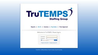 Welcome to TruTEMPS. Please log in.