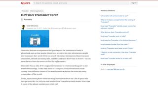 How does TrueCaller work? - Quora