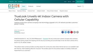 TrueLook Unveils 4K Indoor Camera with Cellular Capability