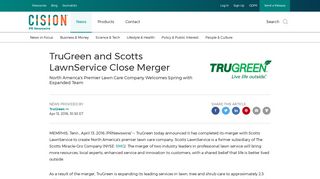 TruGreen and Scotts LawnService Close Merger - PR Newswire