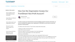 How Can My Organization Access Our FrontStream Non-Profit Account?