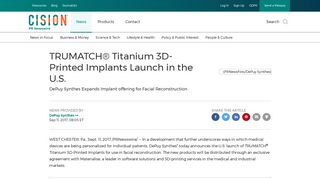TRUMATCH® Titanium 3D-Printed Implants Launch in the U.S.