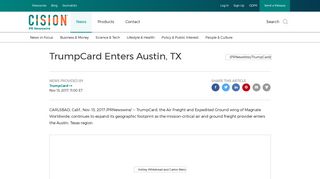 TrumpCard Enters Austin, TX - PR Newswire