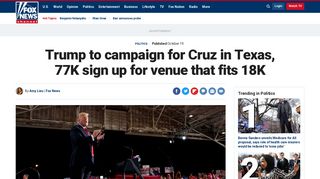 Trump to campaign for Cruz in Texas, 77K sign up for venue that fits ...