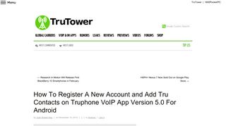 How To Register A New Account and Add Tru Contacts on Truphone ...