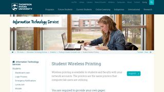 Wireless Printing, IT Services - Thompson Rivers University